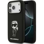 CG MOBILE Karl Lagerfeld Silikonhülle mit Karl-Skizze und Logo, kompatibel mit MagSafe für iPhone 17 Pro, Schwarz