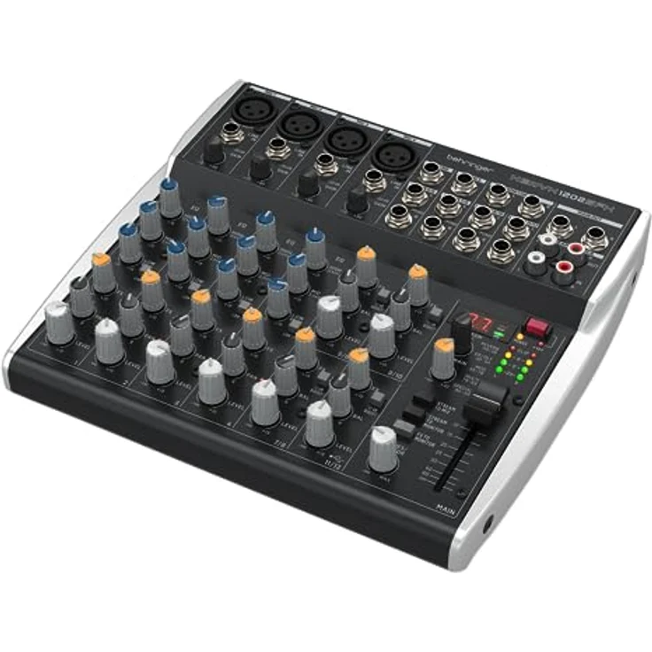 Behringer Xenyx 1202SFX, analogen Mischpult mit 12 Eingängen, USB-Streaming, Klark Technik FX-Prozessor und 3-Band-EQs – Bild 3