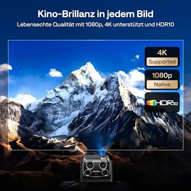 Aurzen Boom Mini 4-in-1 Smart Beamer, 4K Unterstützung, 500 ANSI Lumen, 20W DoIby Audio, ToF Autofokus & Trapezkorrektur, WLAN/Bluetooth, tragbar, Schwarz – Bild 5