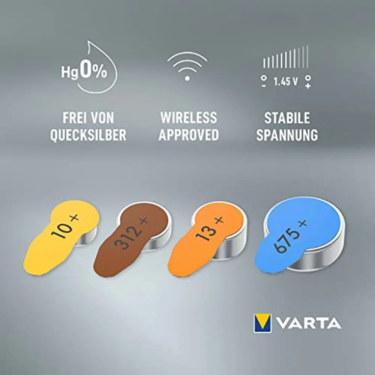 VARTA Hörgerätebatterien Typ 312 braun, Batterien 60 Stück Vorratspack, Power on Demand, wireless approved, Größe p 312 für Hörgeräte & Hörhilfen, high hearing level, quecksilberfrei, Made in Germany – Bild 3