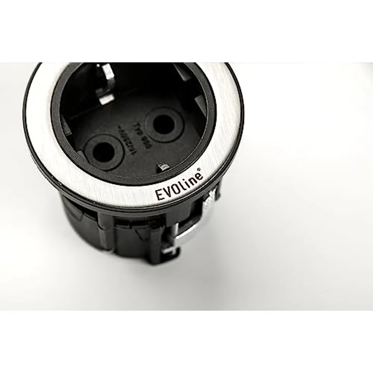 EVOline ONE | Einbausteckdose rund | Rahmen Edelstahl Dekor | 73 x 54 mm – Bild 3