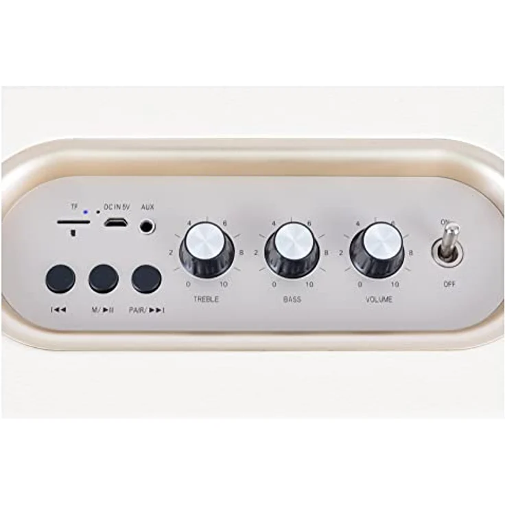 Bennett & Ross BB-820CW Blackmore Junior Version 2020 - Retro Bluetooth Lautsprecher in Lederoptik mit 5200 mAh Akku - Vintage Speaker mit 20W - MicroSD-Eingang mit MP3-Player - Aux-in - Weiß – Bild 5