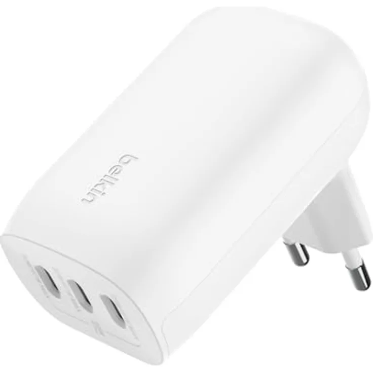 Belkin BoostCharge USB-C-Ladegerät mit DREI Anschlüssen und PPS (67 W), USB-C PD 3.1-iPhone-Schnellladegerät für die iPhone 15-Serie, MacBook Pro, AirPods, Galaxy und andere PD-fähige Geräte – Weiß