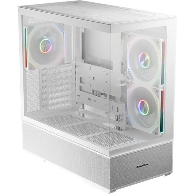 LC-Power LC-812W-ON Quartz Vision, Midi-Tower PC-Gehäuse mit 3 vorinstallierten 140-mm-ARGB-Lüftern, weiß