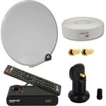 PremiumX Satelliten-Komplettanlage 60cm, Satellitenschüssel in Hellgrau mit Single LNB, 10m Antennen-Kabel, Digital HD SAT Receiver und HDMI-Kabel