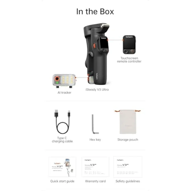 Hohem Isteady V3 Ultra Black, Smartphone Gimbal mit AI Tracking, 360° Pan, 9h Akkulaufzeit und Touchscreen Remote – Bild 9