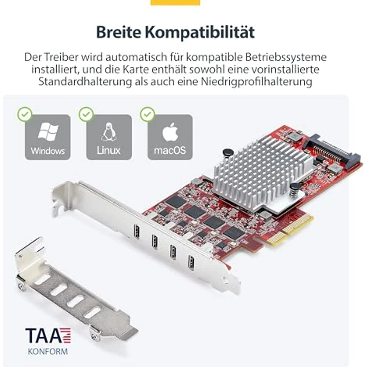 StarTech.com 4-Port USB-C 10Gbps PCIe Karte mit 4 separaten USB 3.2 Controllern, PCI Express 3.0, Standardprofil-Halterung, TAA-kompatibel – Bild 5