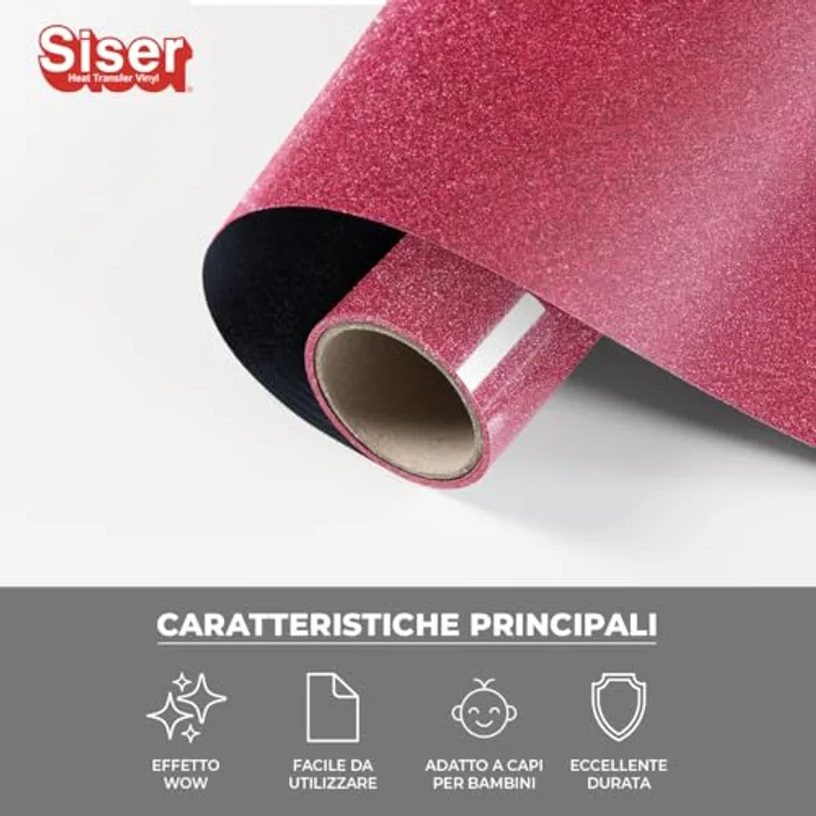 Siser Transferfolie für Cad-Cut ®, Glitter Heißtransferfolie, 30 cm, Blush Rose – Bild 2