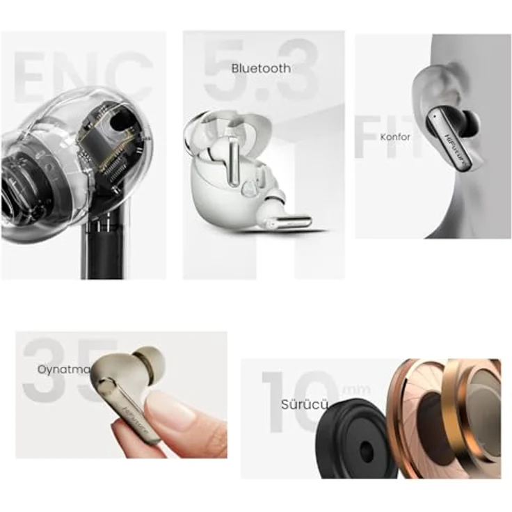 HiFuture Sonic Air TWS EarBuds, In-Ear Kopfhörer mit 35 Stunden Akkulaufzeit, 10-mm-Treibern, IPX5 Wasserdichtigkeit, kabellos, weiss – Bild 4