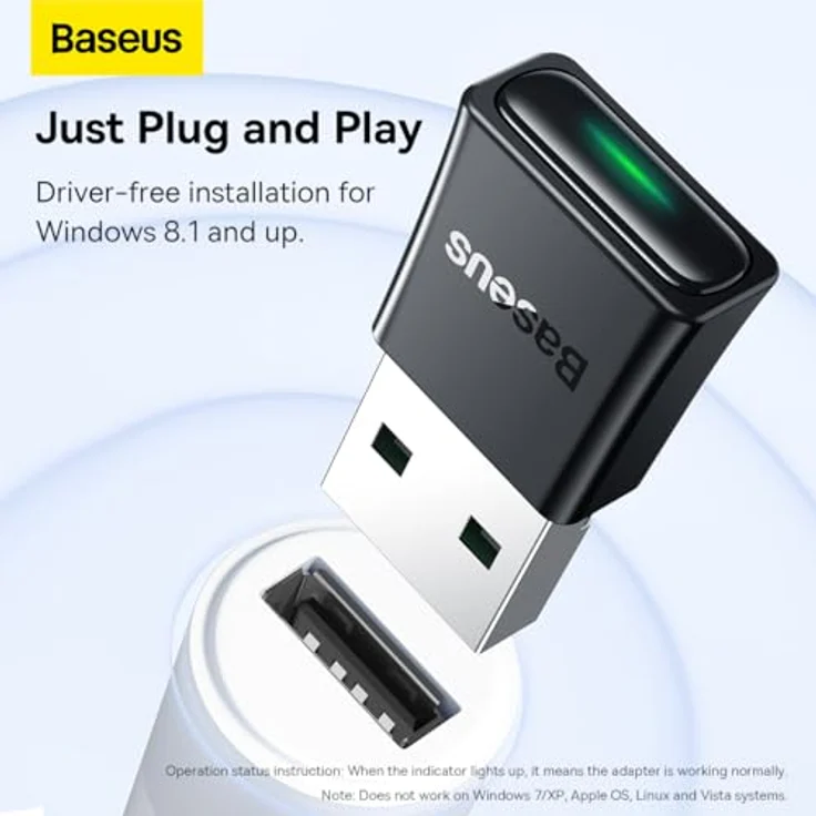Baseus BA07 - Bluetooth 5.3 USB-Adapter für Computer, 5 Geräte, in Schwarz – Bild 5