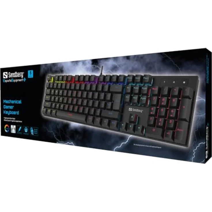 Sandberg 640-31 (DE, Kabelgebunden), Tastatur, Schwarz - Mechanische Tastatur mit RGB-Hintergrundbeleuchtung – Bild 3