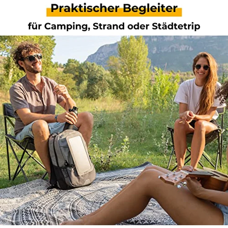 Sunnybag Explorer+ | Solar-Rucksack mit abnehmbarem 6 Watt Solar-Panel | USB-Anschluss | Inklusive Laptop-Fach für 15,6 Zoll Notebook | 15 Liter | Wasserabweisend | grau-schwarz – Bild 4