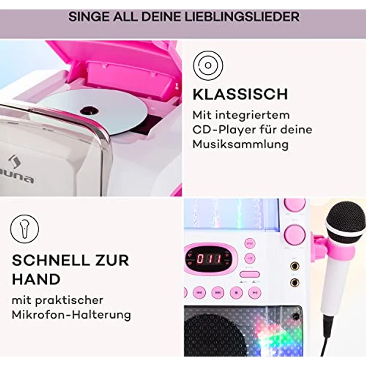 Auna Karaokeanlage Maschine Set Lichtshow Wasserfontäne Bluetooth – Bild 5