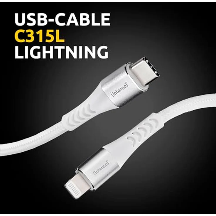 Intenso USB-Cable C315L, USB-C auf Lightning Daten- und Ladekabel, Power Delivery mit bis zu 27 Watt, Nylon, 1.5 Meter, weiß – Bild 2