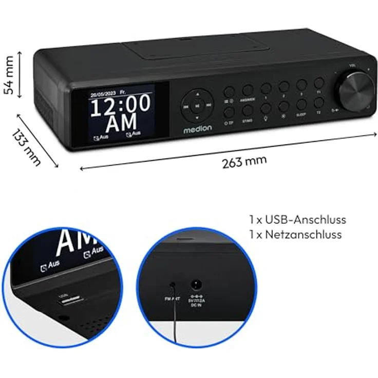 MEDION P66750 Küchen Unterbauradio (DAB+ Küchenradio, Bluetooth, dimmbares TFT Farbdisplay) - Schwarz – Bild 5