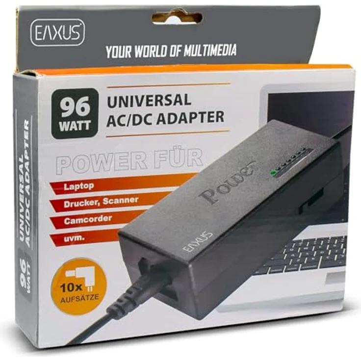 EAXUS Eaxus Universal Laptopladekabel 96 Watt Netzteil mit 10 Adapter, 12V - 24V einstellbare Spannung, 2,15 m Kabel Länge – Bild 7