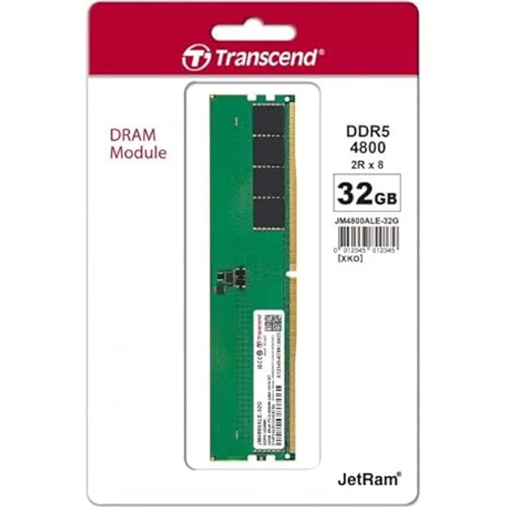 Transcend PC-Arbeitsspeicher Modul 32GB DDR5 4800MHz - JM4800ALE-32G, Long-DIMM DRAM-Module – Bild 3