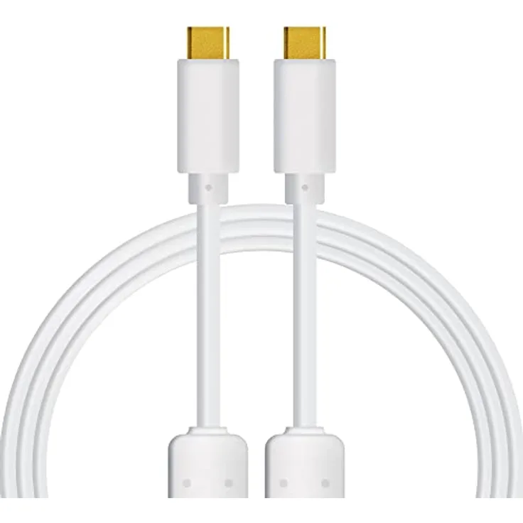 DJ TechTools Chroma Cable USB-C zu C white, hochwertiges USB 2.0 Kabel (vergoldete USB-Kontakte, Ferrit Kern, 1,0m lang, Adapterkabel, integrierter Klettkabelbinder), Weiß