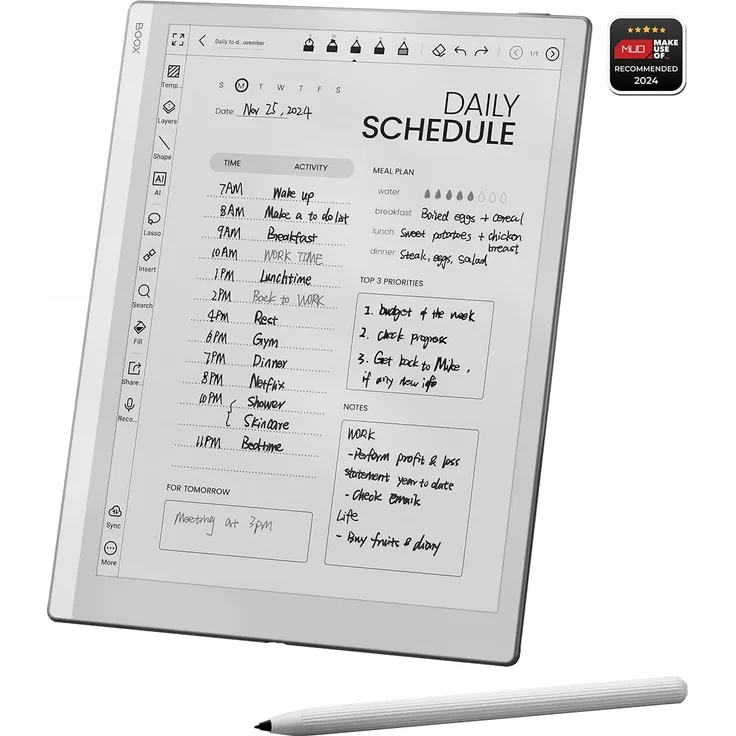 BOOX Go 10.3 E-Paper Tablet, 300 ppi Monochrome, 64 GB, Android 12, E-Ink HD, WiFi, BT