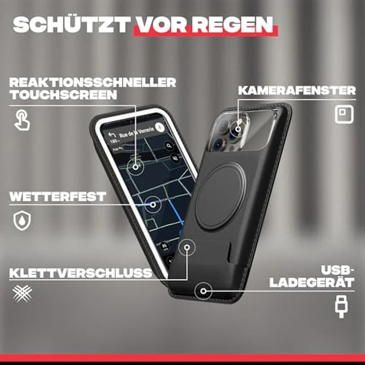 Shapeheart Fahrrad-Handyhalterung PRO, abnehmbare magnetische Hülle für Smartphones bis 14,7 cm – Bild 3