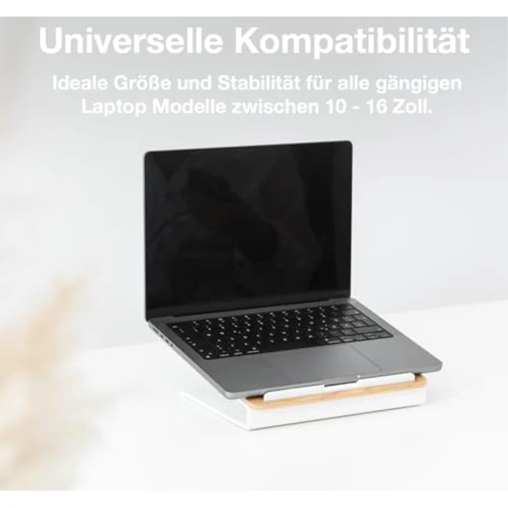 Woodcessories - Laptop Ständer Holz kompatibel für 10" - 16" MacBook, ergonomische Halterung aus Eichen Holz – Bild 2