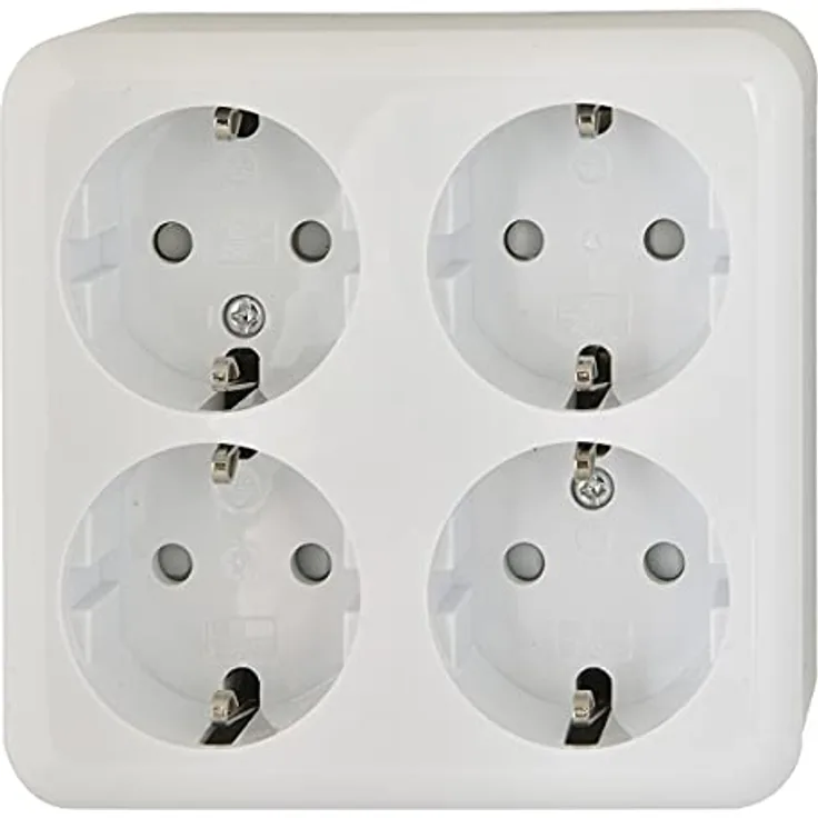 HEITECH AP Schutzkontakt-Steckdose 4-fach AC 250V / 16 A VDE ce, weiß