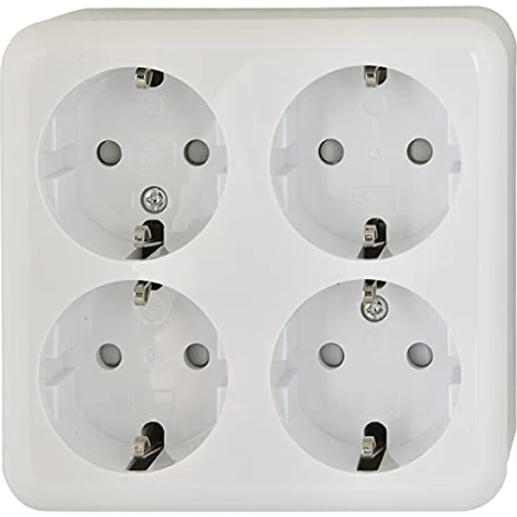 HEITECH AP Schutzkontakt-Steckdose 4-fach AC 250V / 16 A VDE ce, weiß