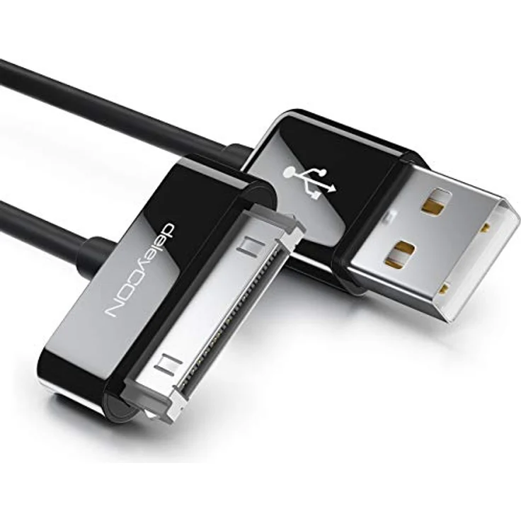 deleyCON 30-Pin USB Kabel, 0,15m Dock Connector Ladekabel für iPhone 4s/4/3Gs/3G, iPad, iPod - Schwarz – Bild 3