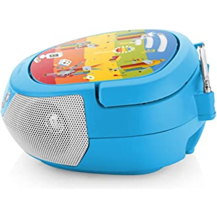 GoGEN Déco Spieler, CD-Radiorecorder für Kinder mit Bluetooth, Karaoke-Funktion, FM-Tuner, USB und Mikrofon, blau – Bild 5