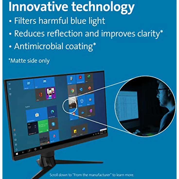 Kensington Blendschutz- und Blaulichtfilter für 24 Zoll Monitore, 16:9, mit antimikrobieller Beschichtung, inkl. Reinigungstuch, 627558 – Bild 2