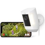 Ring Spotlight Kamera Pro Netzstecker (Spotlight Cam Pro Plug-in) | Überwachungskamera aussen mit HDR-Video, WLAN, Bewegungserfassung, Alexa-kompatibel | Sicherheitskamera mit LED & Sirene, weiss