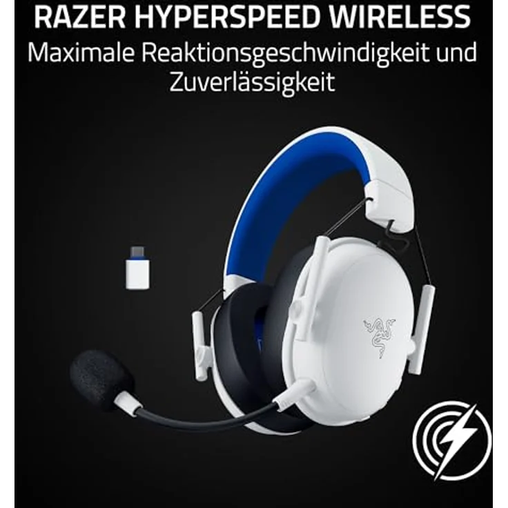 Razer BlackShark V3 X HyperSpeed, Kabelloses E-Sport Gaming Headset mit Triforce 50mm Treiber, abnehmbarem Mikrofon, 270 g, HyperSpeed 2,4 GHz & Bluetooth, PS5/PC | Weiß – Bild 5