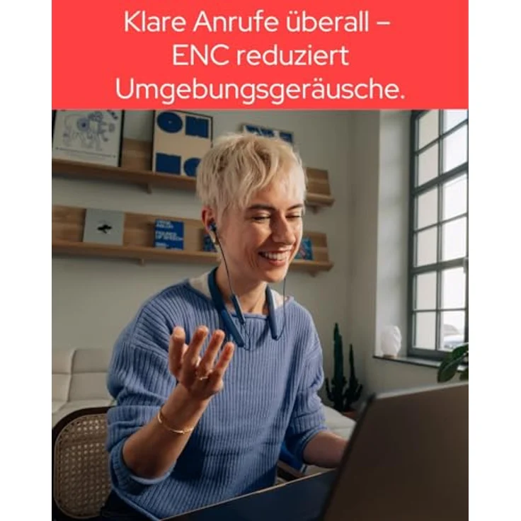 Verbatim TruSound Pro, Kabellose Nackenband-Kopfhörer mit 110 Stunden Akkulaufzeit, Bluetooth 5.4 und ENC-Anrufklarheit, Blau – Bild 4