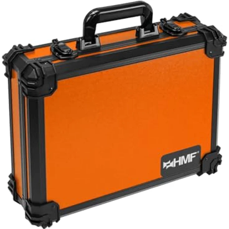 HMF 15502-18 Transportkoffer mit Rasterschaumstoff, Universalkoffer für empfindliche Geräte | 39 x 29 x 12 cm | Orange – Bild 4