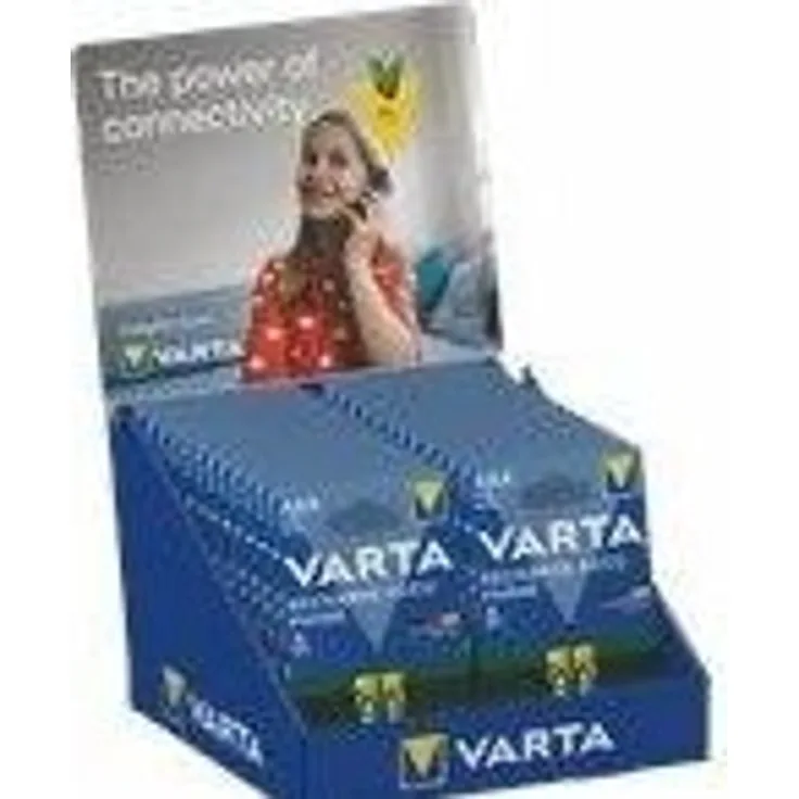 Varta Thekendisplay bestückt mit 26x 58398 Recharge Accu Phone Micro 800mAh 2er Blister Powerbank