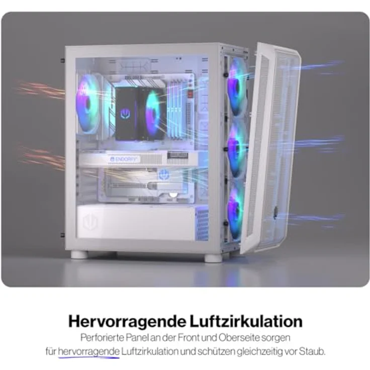 ENDORFY Arx 500 ARGB, Weißes Midi Tower PC-Gehäuse mit 4 ARGB-Lüftern und gehärtetem Glasfenster – Bild 7