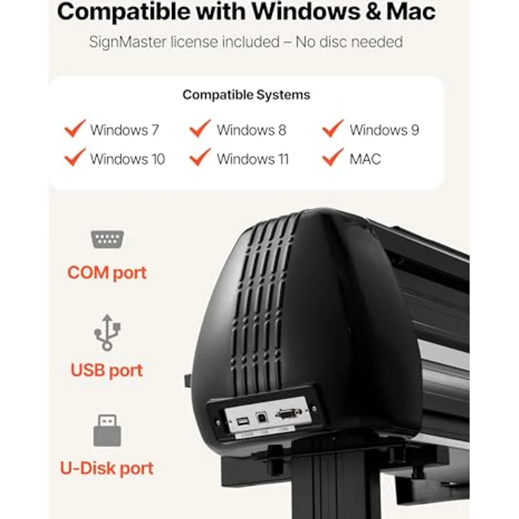 VEVOR Vinylschneidemaschine, 72 cm max. Zufuhrbreite, Doppelklingen, LED-Anzeige, einstellbares Schneideplotter-Set mit Signmaster-Software, kompatibel mit Windows und macOS – Bild 3