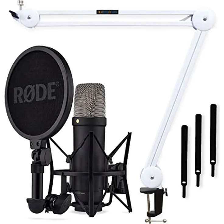 Rode NT1 5th Generation XLR USB Studio-Mikrofon Schwarz + keepdrum MS138 WH Mikrofonarm – Bild 1