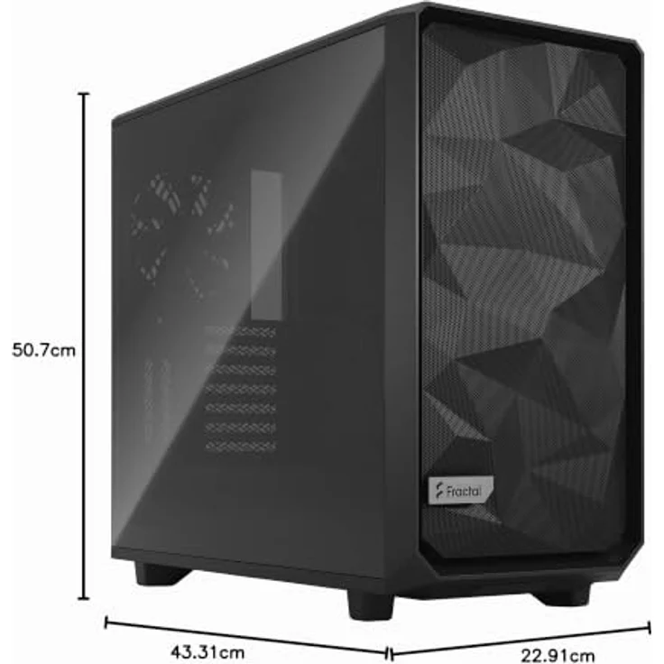 Fractal Design Meshify 3 TG Light Tint, Midi-Tower PC-Gehäuse für E-ATX Mainboards, schwarz, Tempered Glass, 3x 140-mm-Lüfter vorinstalliert – Bild 11
