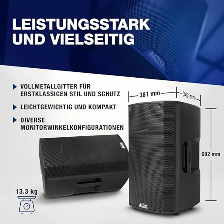 Sonstige Studios Alto TX412B, Aktiver PA Lautsprecher mit 600 Watt, bis zu 10 Stunden Akkulaufzeit, Schwarz – Bild 7