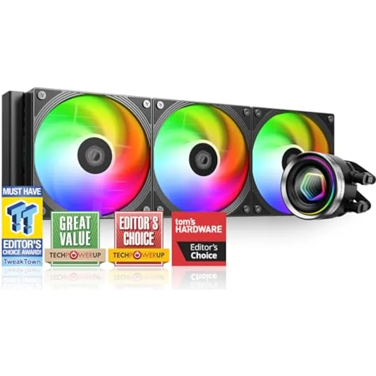 ID-COOLING FX360 INF 360mm Flüssigkeits-CPU-Kühler, AIO mit ARGB-Infinity-Spiegel-Effekt, leiser Betrieb bis 27,2 dB(A)