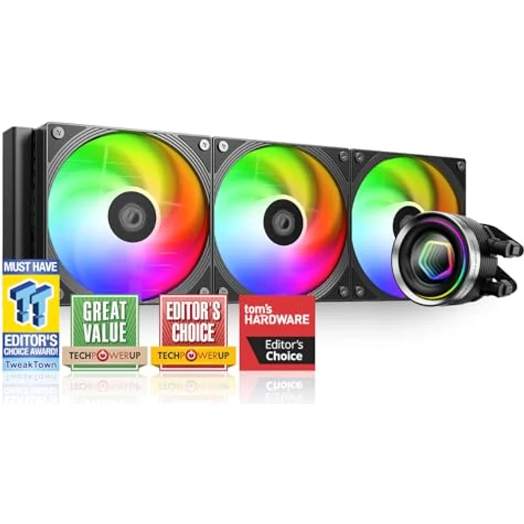 ID-COOLING FX360 INF 360mm Flüssigkeits-CPU-Kühler, AIO mit ARGB-Infinity-Spiegel-Effekt, leiser Betrieb bis 27,2 dB(A) – Bild 1