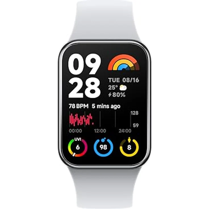 Xiaomi Smart Band 8 Pro Fitness-Tracker, 1,74" AMOLED Display, bis 20 Tage Akku, 5ATM, SpO2 Tracking, Schlaf-und Pulsüberwachung, 150+ Trainings Modi, Schrittzähler, Hellgrau – Bild 1