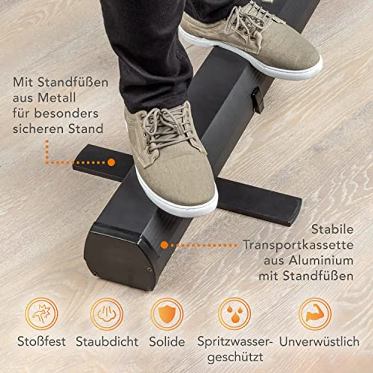 Walimex pro Roll-up Panel Hintergrund grau 210x220 (220 cm, 226 cm), Selbst stehender Hintergrund mit pneumatischem Spannmechanismus, Blau – Bild 4