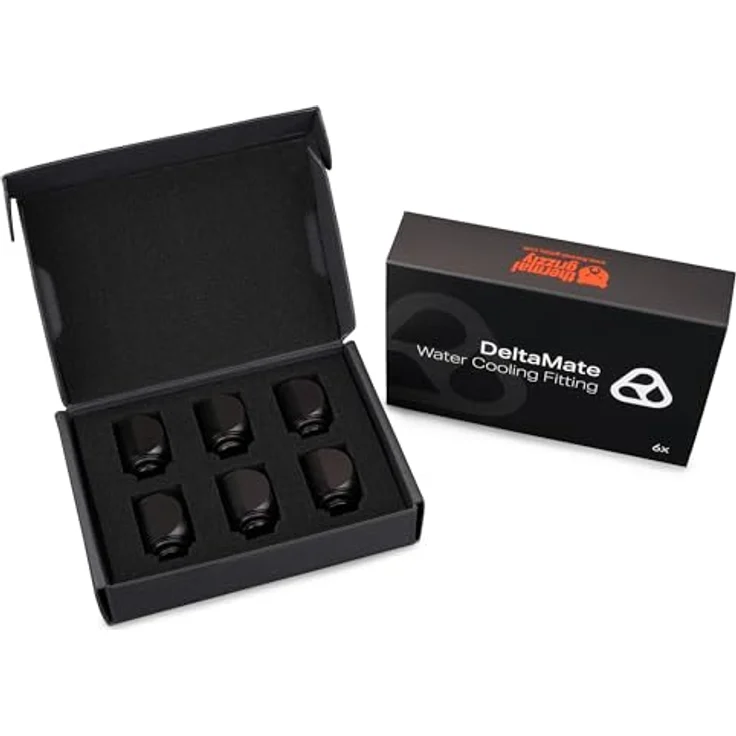 Thermal Grizzly DeltaMate Rotary - 90° Black, 6-Pack mit hochgreifendem Kompressionsring und mattschwarzem Chrom-Finish – Bild 2