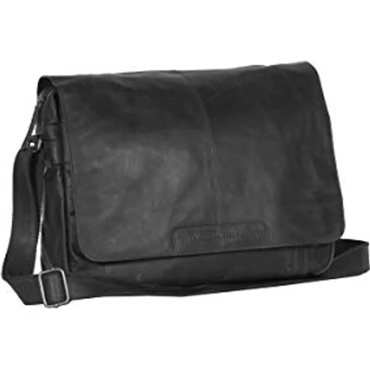 The Chesterfield Brand Wax Pull Up Messenger Tasche, 40 cm mit Laptopfach, 100% Leder, schwarz