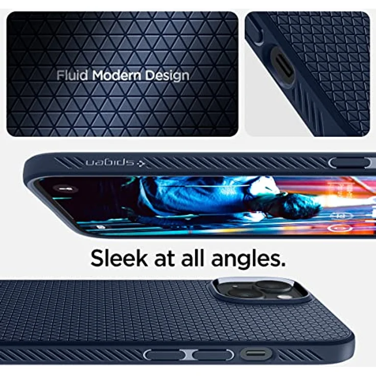 Spigen Liquid Air Hülle Kompatibel mit iPhone 14 Hülle Case - Matte Besichtung, Air Cushion Technologie, Navy Blue – Bild 3