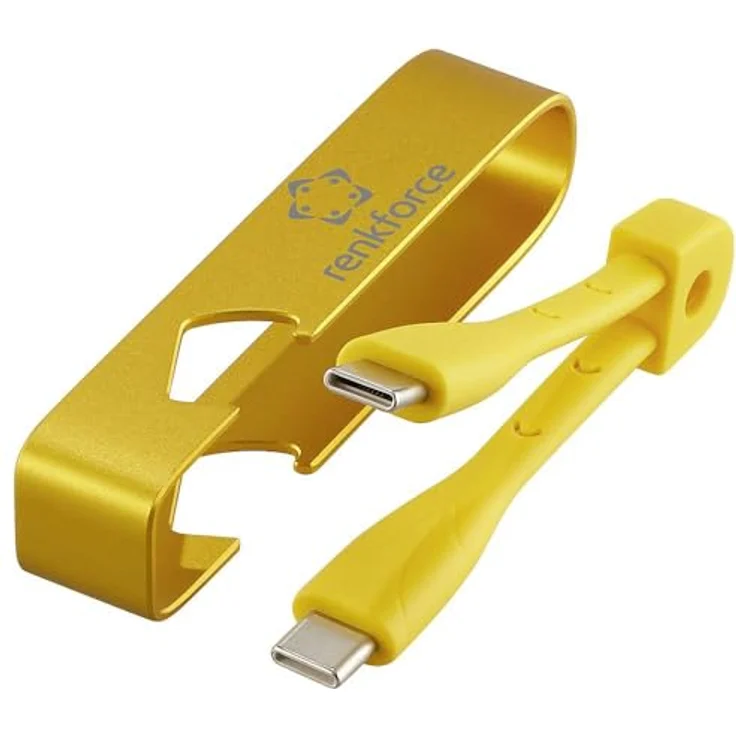 Renkforce USB-Kabel USB 2.0 USB-C® Stecker 0.15 m, Gelb mit Schlüsselanhänger und Flaschenöffner – Bild 3