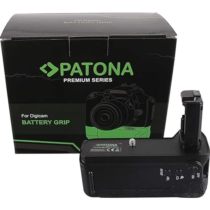 PATONA 1487 Batteriegriff für Sony VG-C2EM, Hochformatgriff mit IR-Fernauslöser und Batteriefach für 2x NP-FW50, verlängerte Betriebszeit für Alpha 7II 7RII 7SII