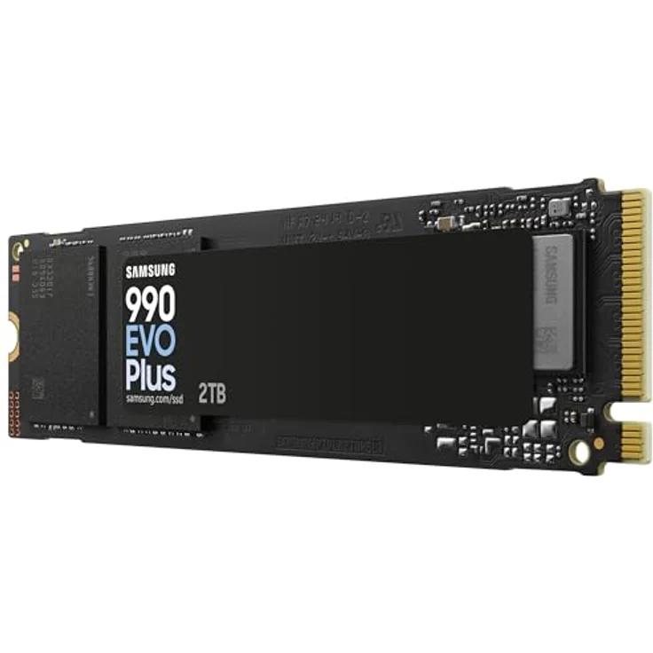 Samsung 990 EVO Plus NVMe M.2 SSD 2 TB, PCIe 4.0 x4 / PCIe 5.0 x2, NVMe 2.0 (2280), 7.250 MB/s Lesen, 6.300 MB/s Schreiben, Interne SSD für Gaming und Grafikbearbeitung, MZ-V9S2T0BW in Schwarz – Bild 2